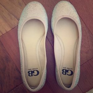 Gianni Bini rhinestone flats. Nude colored.